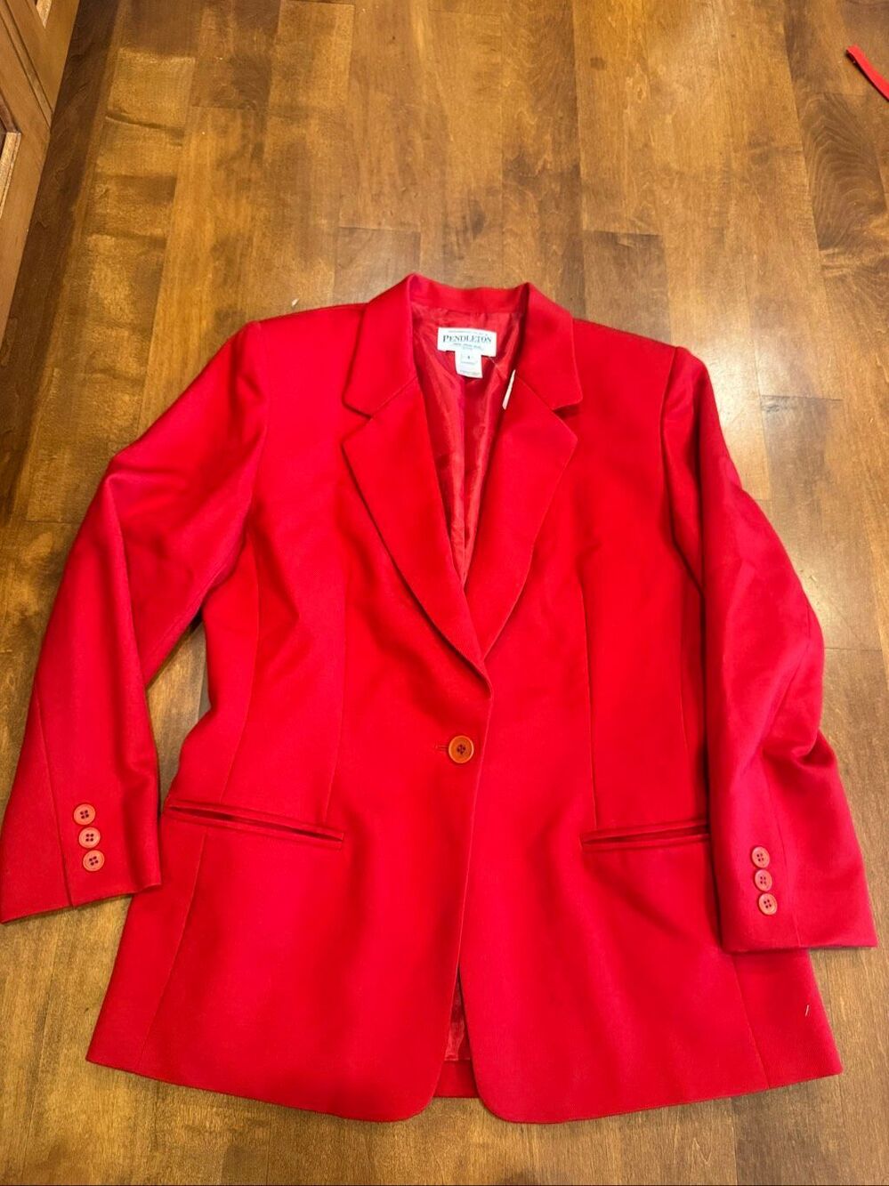 Vintage Pendleton Petite Size 8 100% Virgin Wool Blazer Single Button USA Fabric